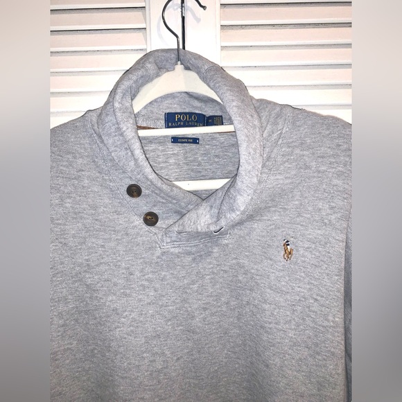 Polo Ralph Lauren Estate Rib Shawl Sweater in Heather Gray Size XXL - Picture 7 of 8